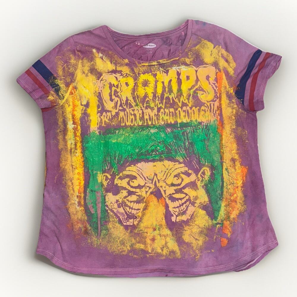 The Cramps Punk Band Graphic T-Shirt Purple L 21x24 Bad Music For Bad People